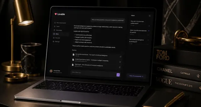 Playbook cover: Develop AI-powered chatbots and virtual assistants for businesses — example app interface built with Lovable, Customer Service and Virtual Assistance category