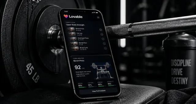 Playbook cover: Create AI-driven sports coaching and training apps — example app interface built with Lovable, Education and Training category